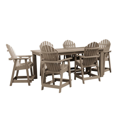 Hamilton 7pc Rectangular Outdoor Dining Set 42in x 84in - Counter Height Dining Highwood USA Woodland Brown 