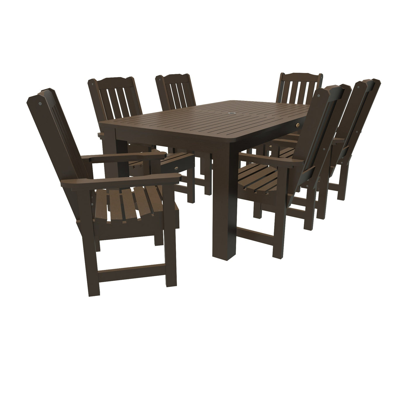 Lehigh 7pc Rectangular Outdoor Dining Set 42in x 72in - Dining Height Dining Highwood USA Weathered Acorn 
