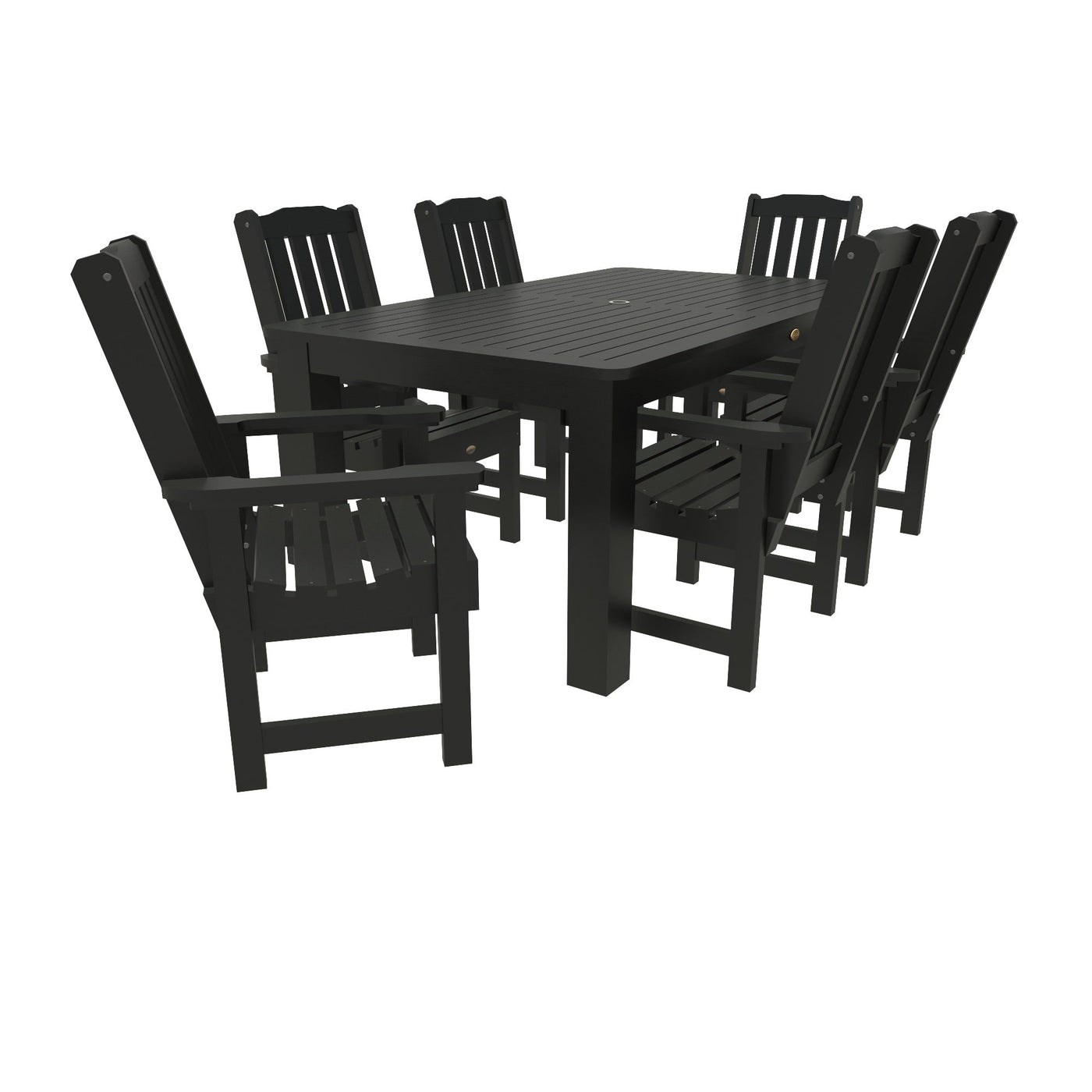 Lehigh 7pc Rectangular Outdoor Dining Set 42in x 72in - Dining Height Dining Highwood USA Black 