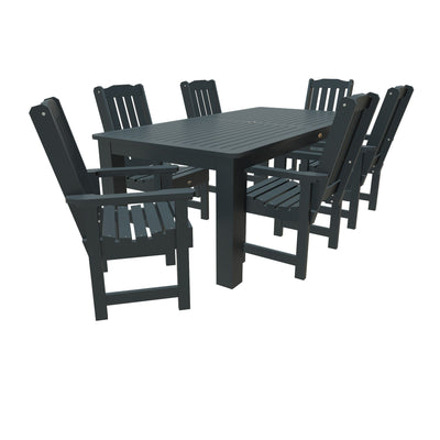 Lehigh 7pc Rectangular Outdoor Dining Set 42in x 84in - Dining Height Dining Highwood USA Federal Blue 