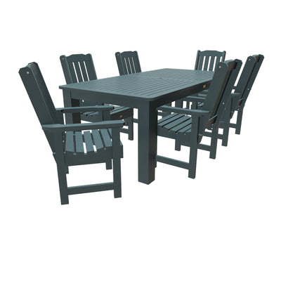 Lehigh 7pc Rectangular Outdoor Dining Set 42in x 84in - Dining Height Dining Highwood USA Nantucket Blue 