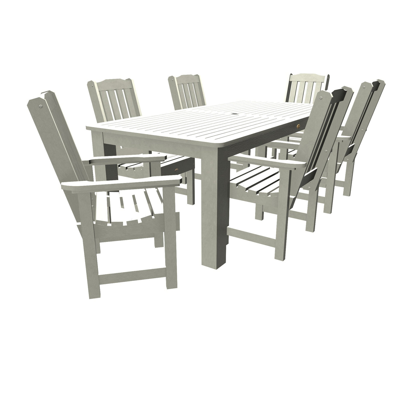 Lehigh 7pc Rectangular Outdoor Dining Set 42in x 84in - Dining Height Dining Highwood USA White 