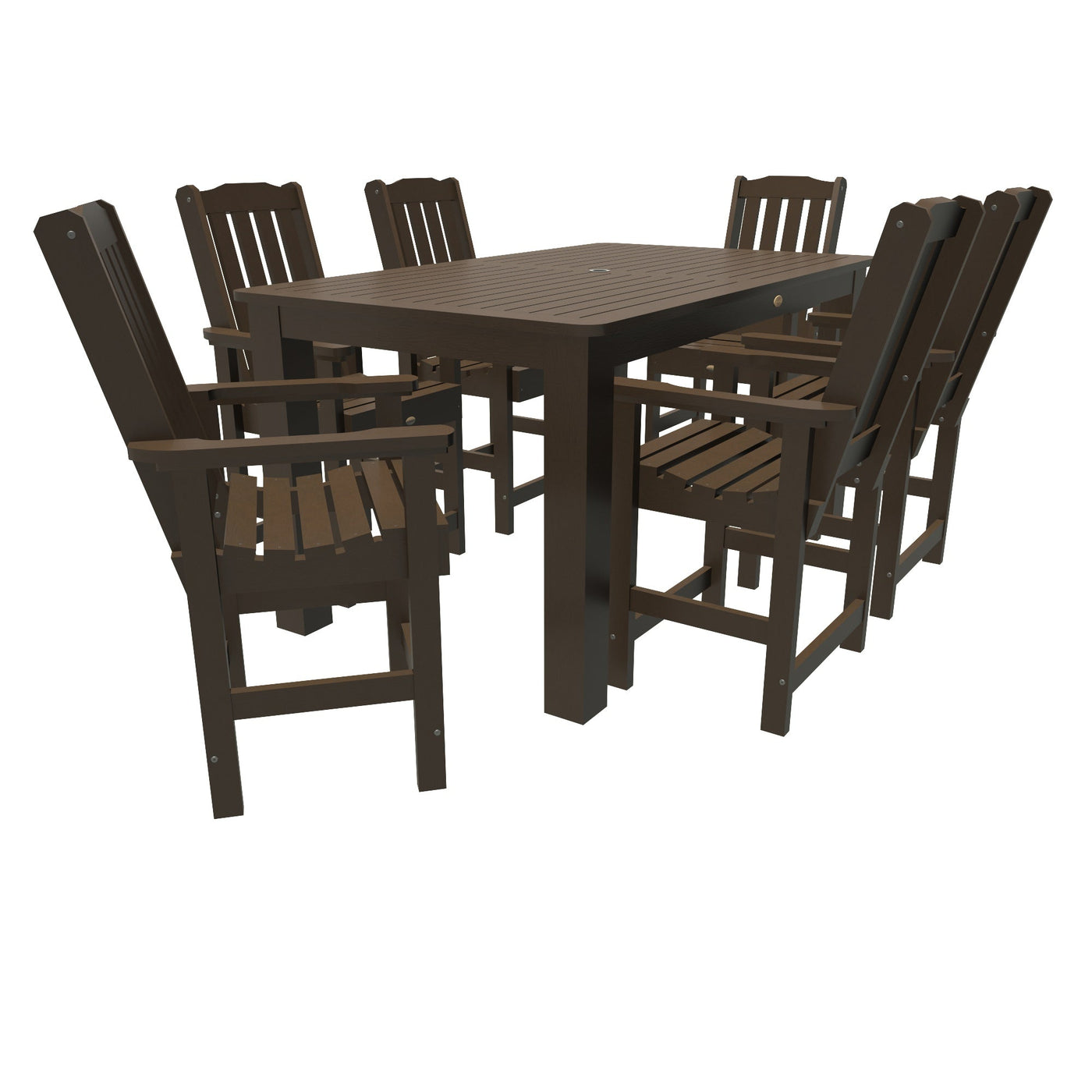 Lehigh 7pc Rectangular Outdoor Dining Set 42in x 72in - Counter Height Dining Highwood USA Weathered Acorn 