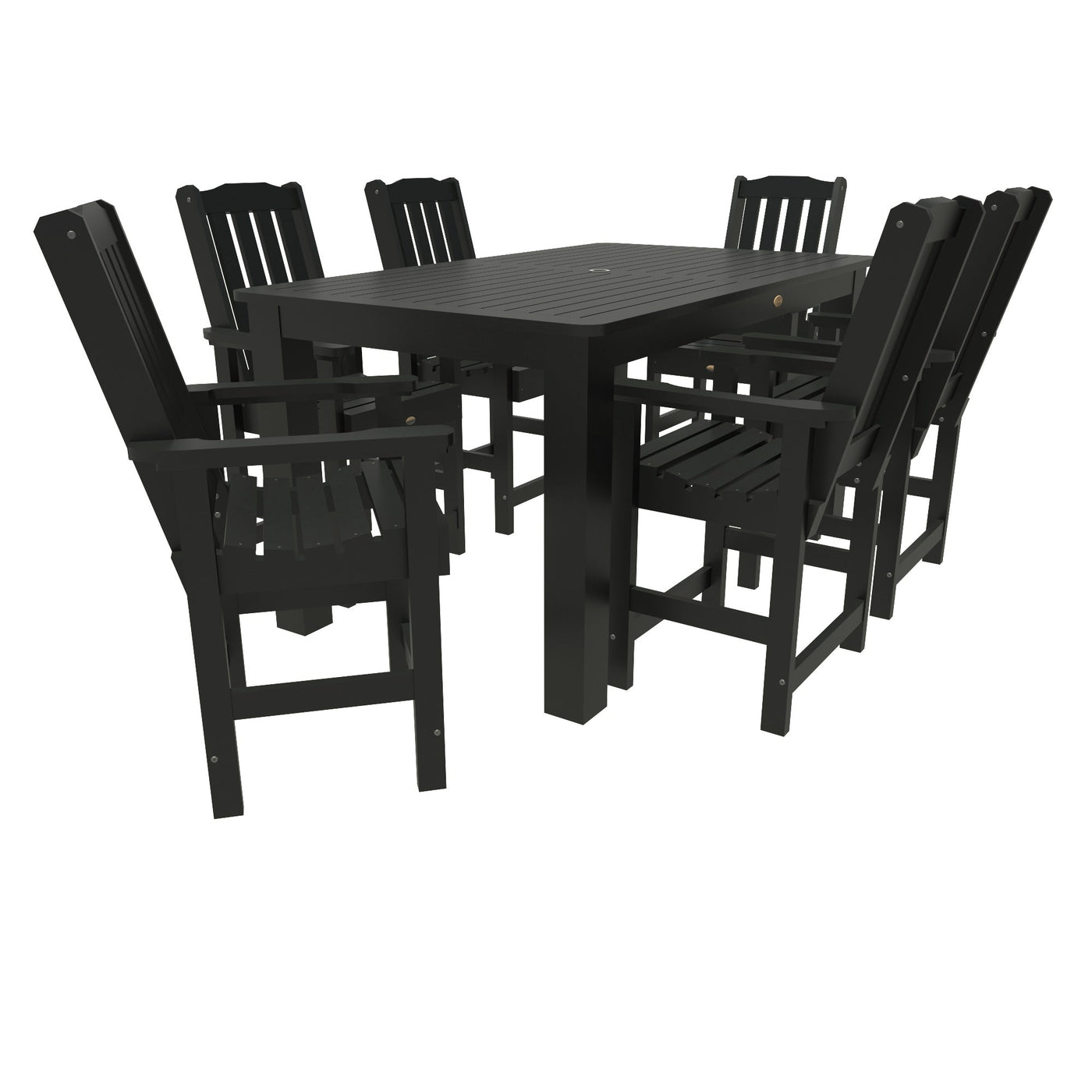 Lehigh 7pc Rectangular Outdoor Dining Set 42in x 72in - Counter Height Dining Highwood USA Black 