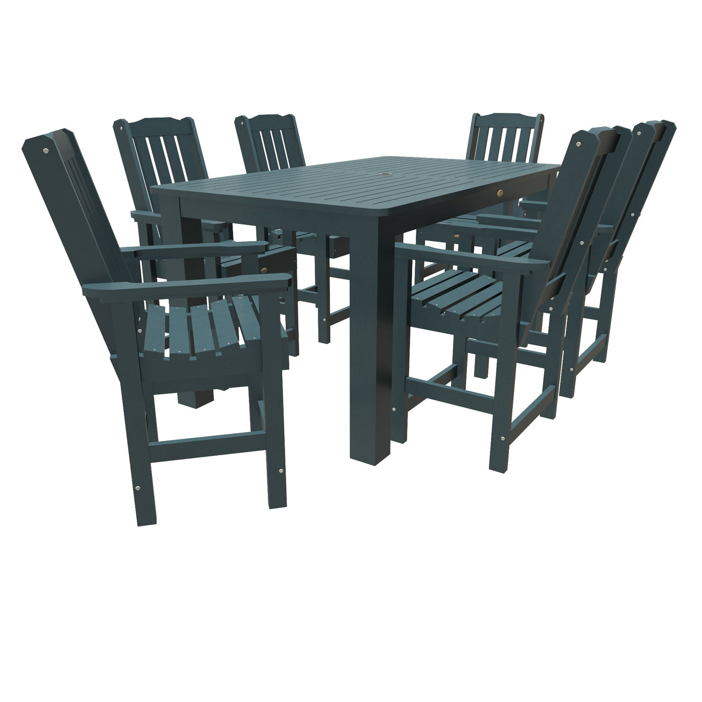 Lehigh 7pc Rectangular Outdoor Dining Set 42in x 72in - Counter Height Dining Highwood USA Nantucket Blue 