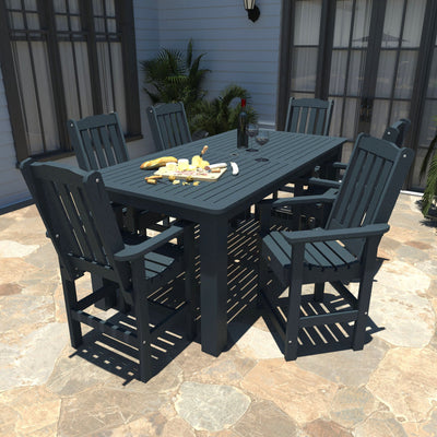 Lehigh 7pc Rectangular Outdoor Dining Set 42in x 84in - Counter Height Dining Highwood USA 