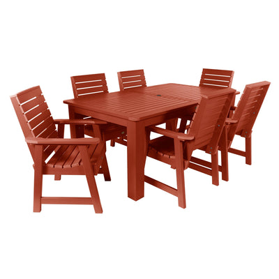 Weatherly 7pc Rectangular Dining Set 42in x 72in - Dining Height Dining Highwood USA Rustic Red 