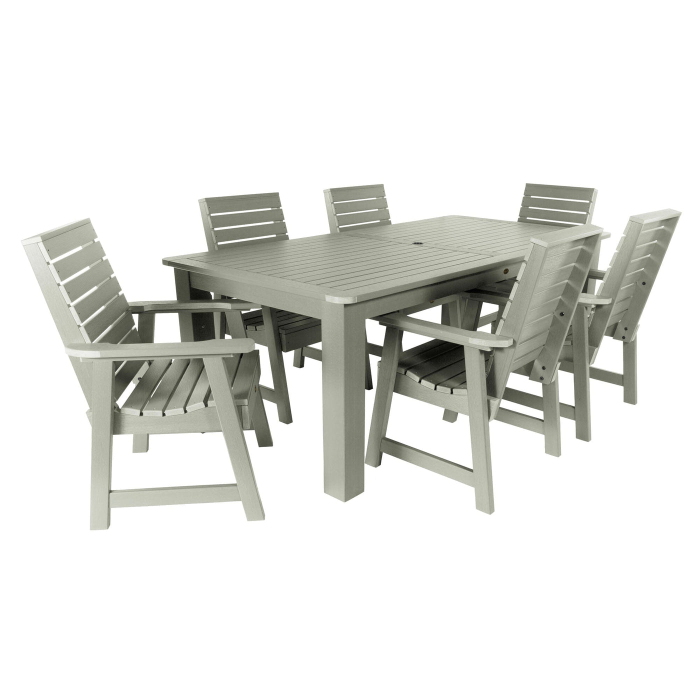 Weatherly 7pc Rectangular Outdoor Dining Set 42in x 84in - Dining Height Dining Highwood USA Eucalyptus 