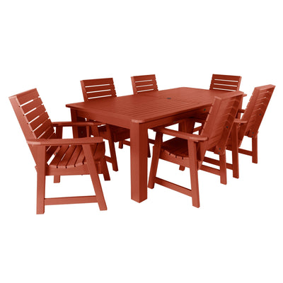Weatherly 7pc Rectangular Outdoor Dining Set 42in x 84in - Dining Height Dining Highwood USA Rustic Red 