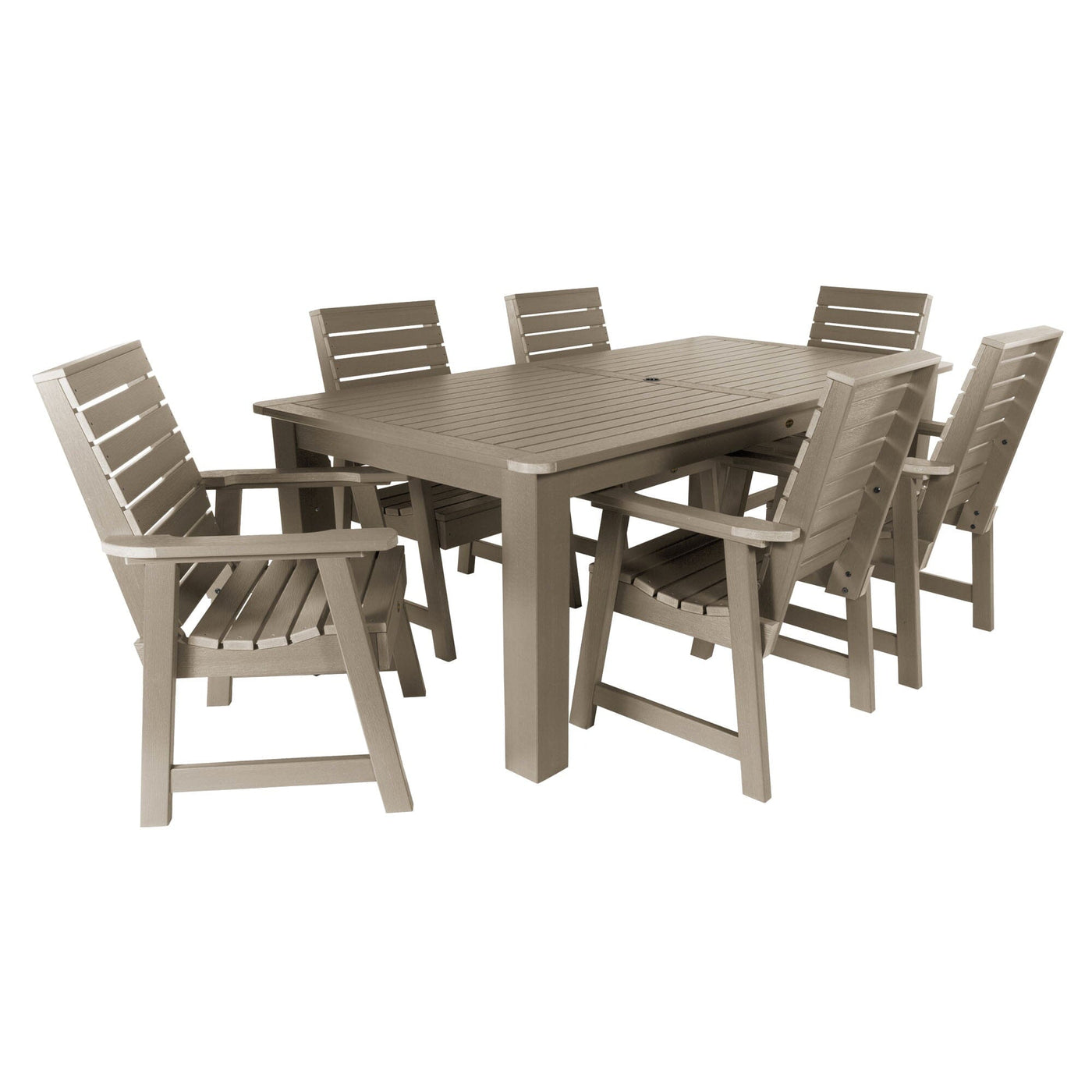 Weatherly 7pc Rectangular Outdoor Dining Set 42in x 84in - Dining Height Dining Highwood USA Woodland Brown 