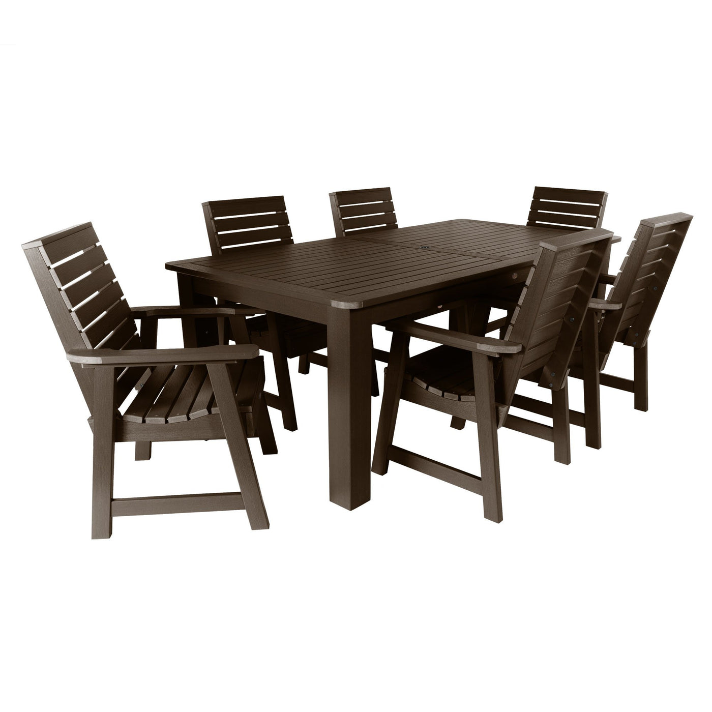 Weatherly 7pc Rectangular Outdoor Dining Set 42in x 84in - Dining Height Dining Highwood USA Weathered Acorn 