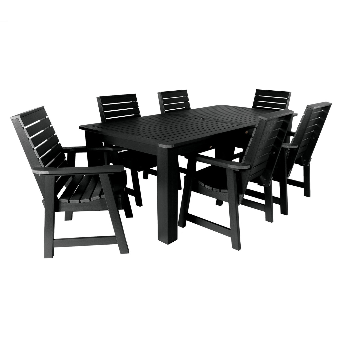 Weatherly 7pc Rectangular Outdoor Dining Set 42in x 84in - Dining Height Dining Highwood USA Black 
