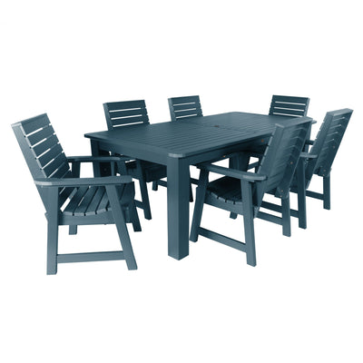 Weatherly 7pc Rectangular Outdoor Dining Set 42in x 84in - Dining Height Dining Highwood USA Nantucket Blue 
