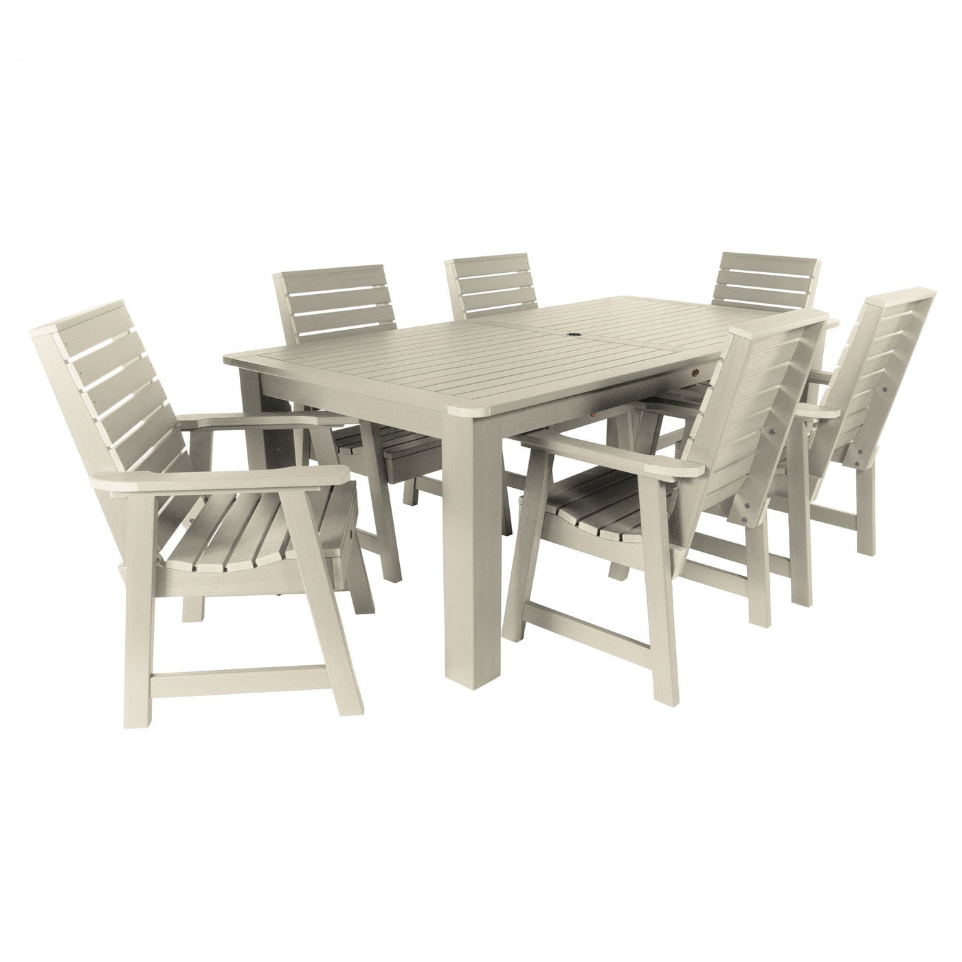 Weatherly 7pc Rectangular Outdoor Dining Set 42in x 84in - Dining Height Dining Highwood USA Whitewash 
