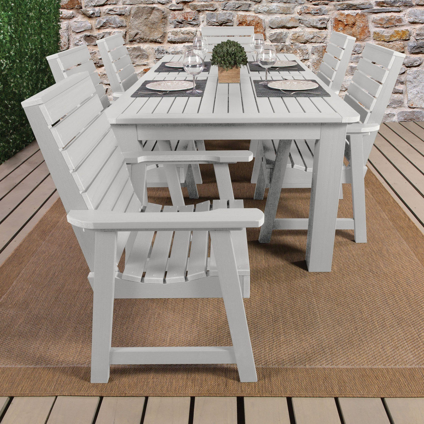 Weatherly 7pc Rectangular Outdoor Dining Set 42in x 84in - Dining Height Dining Highwood USA 