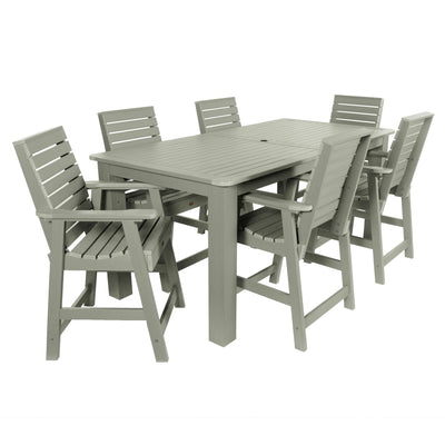 Weatherly 7pc Rectangular Outdoor Dining Set 42in x 84in - Counter Height Dining Highwood USA Eucalyptus 