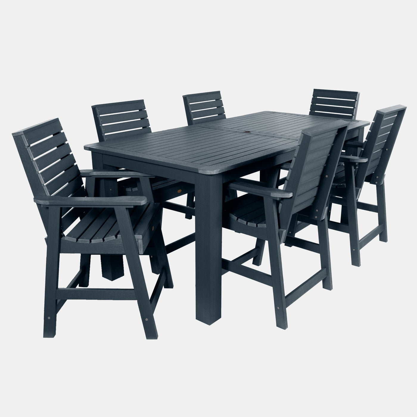 Weatherly 7pc Rectangular Outdoor Dining Set 42in x 84in - Counter Height Dining Highwood USA Federal Blue 