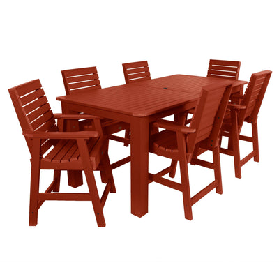 Weatherly 7pc Rectangular Outdoor Dining Set 42in x 84in - Counter Height Dining Highwood USA Rustic Red 