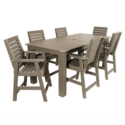 Weatherly 7pc Rectangular Outdoor Dining Set 42in x 84in - Counter Height Dining Highwood USA Woodland Brown 