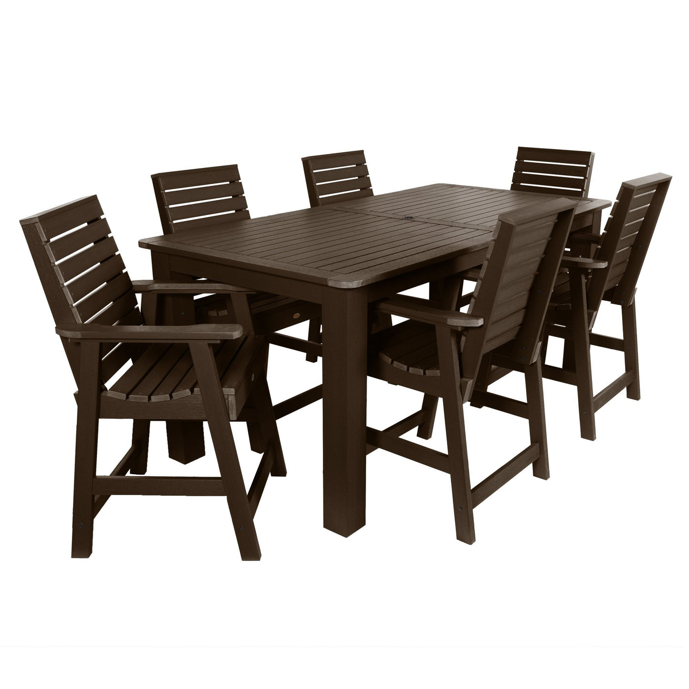 Weatherly 7pc Rectangular Outdoor Dining Set 42in x 84in - Counter Height Dining Highwood USA Weathered Acorn 