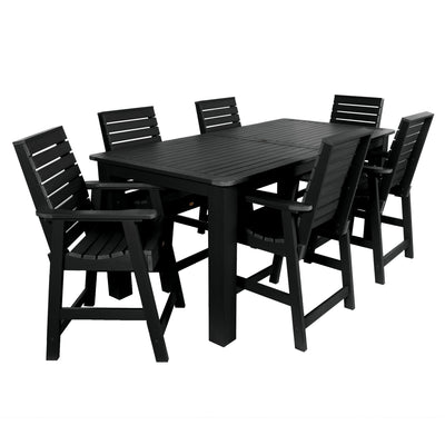 Weatherly 7pc Rectangular Outdoor Dining Set 42in x 84in - Counter Height Dining Highwood USA Black 