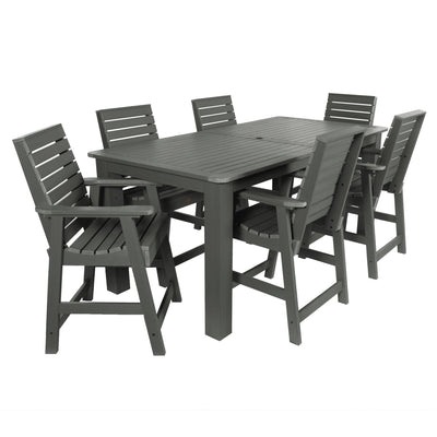 Weatherly 7pc Rectangular Outdoor Dining Set 42in x 84in - Counter Height Dining Highwood USA Coastal Teak 