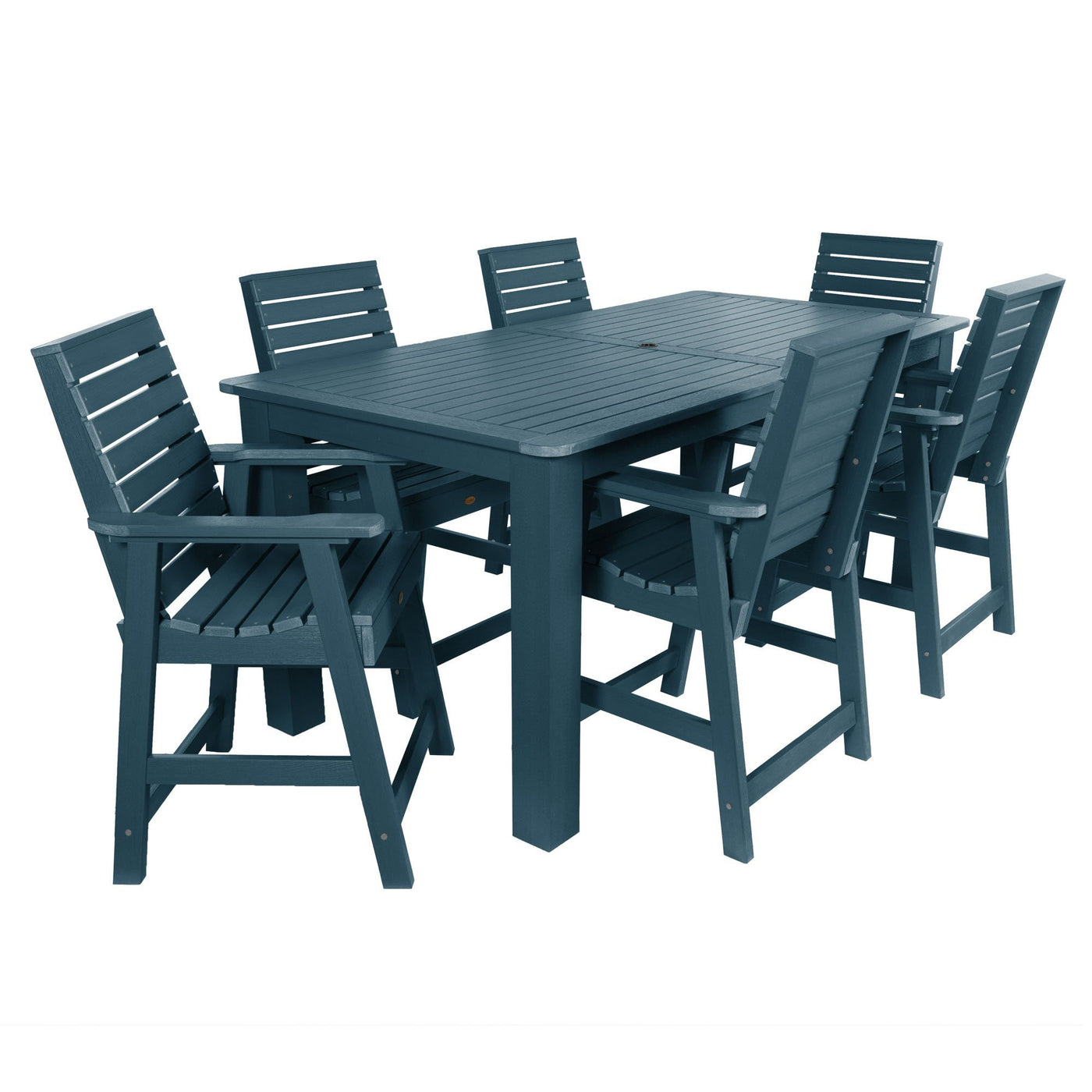 Weatherly 7pc Rectangular Outdoor Dining Set 42in x 84in - Counter Height Dining Highwood USA Nantucket Blue 