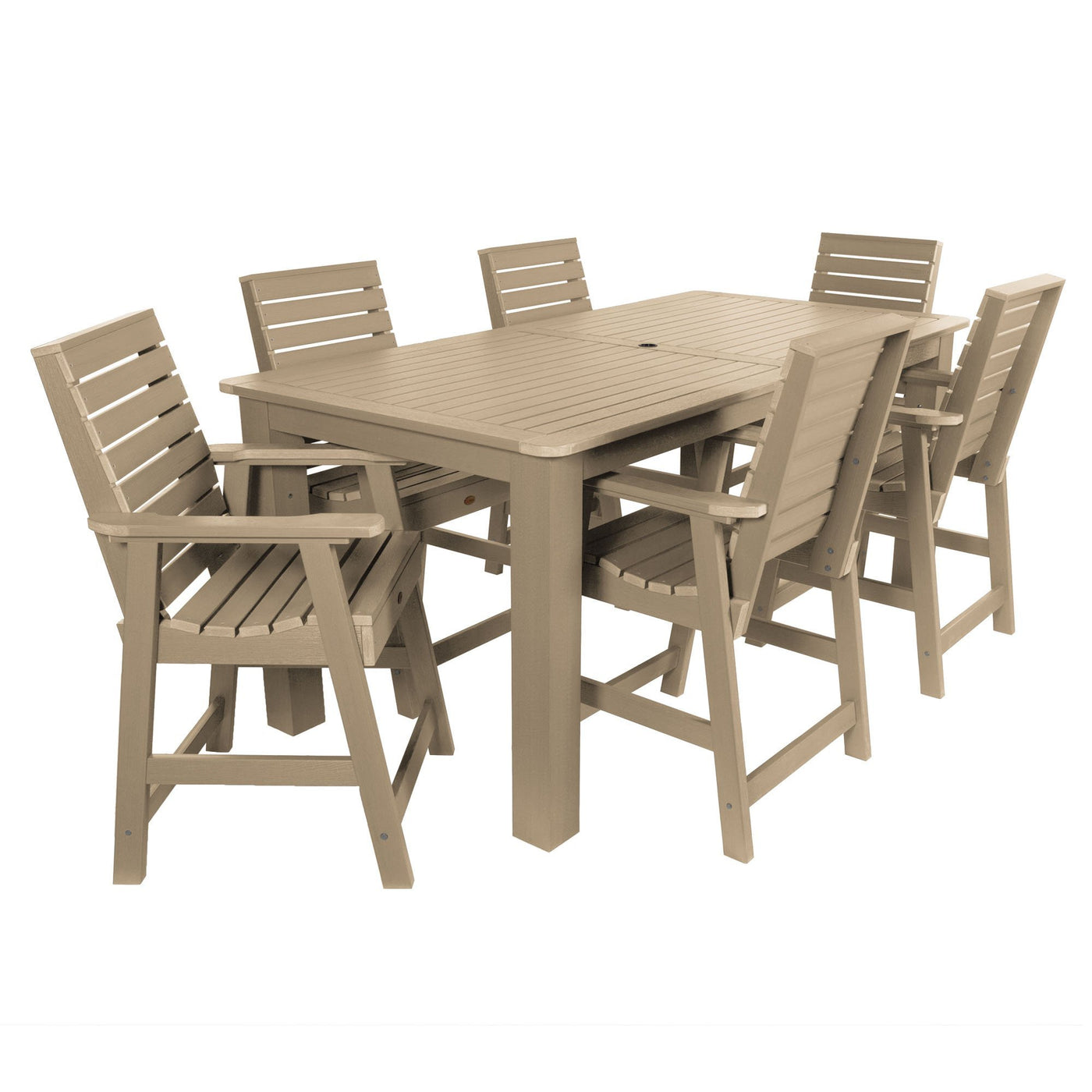 Weatherly 7pc Rectangular Outdoor Dining Set 42in x 84in - Counter Height Dining Highwood USA Tuscan Taupe 