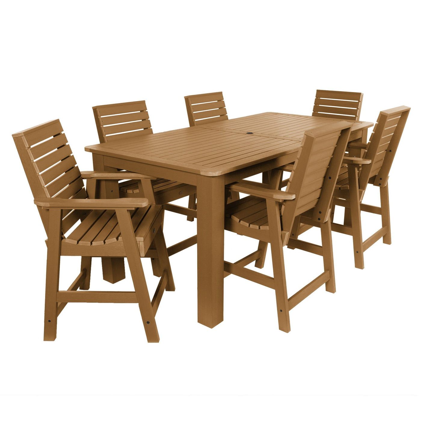 Weatherly 7pc Rectangular Outdoor Dining Set 42in x 84in - Counter Height Dining Highwood USA Toffee 