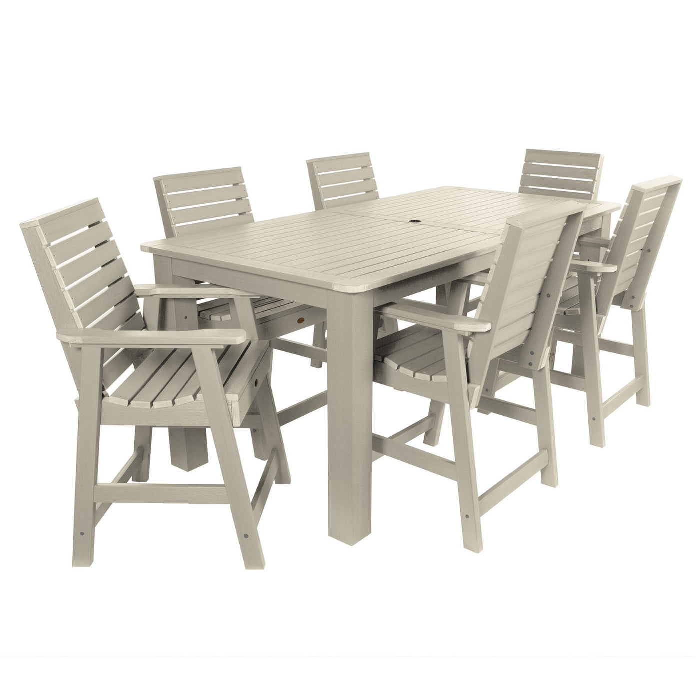 Weatherly 7pc Rectangular Outdoor Dining Set 42in x 84in - Counter Height Dining Highwood USA Whitewash 