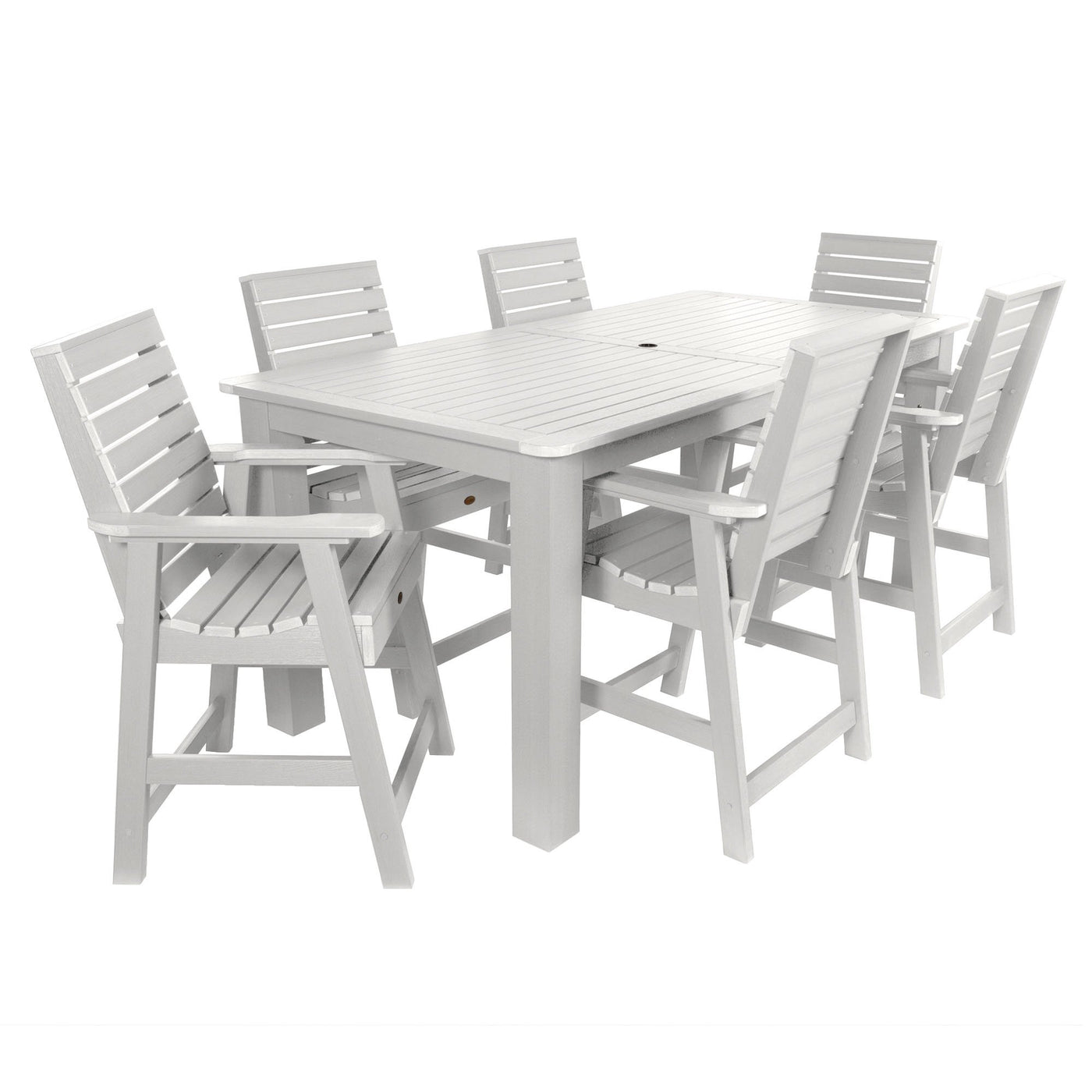 Weatherly 7pc Rectangular Outdoor Dining Set 42in x 84in - Counter Height Dining Highwood USA White 