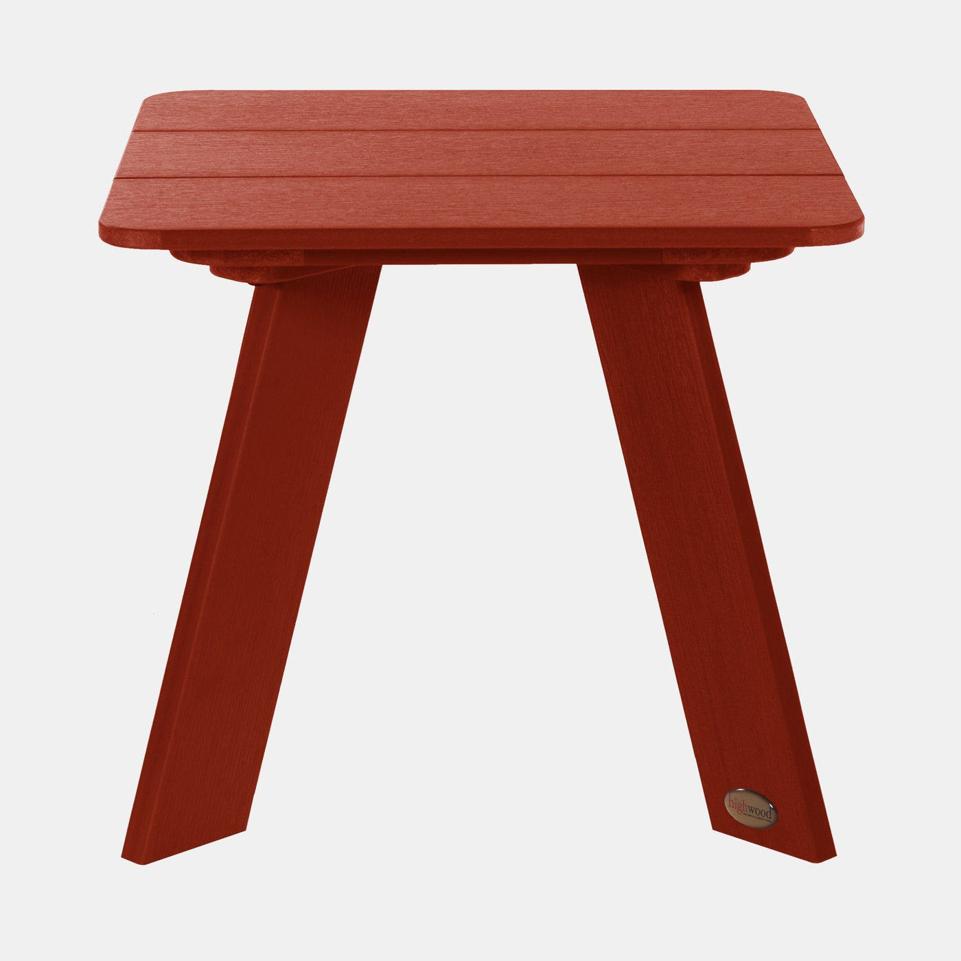 Front view of Italica Modern side table in Rustic Red