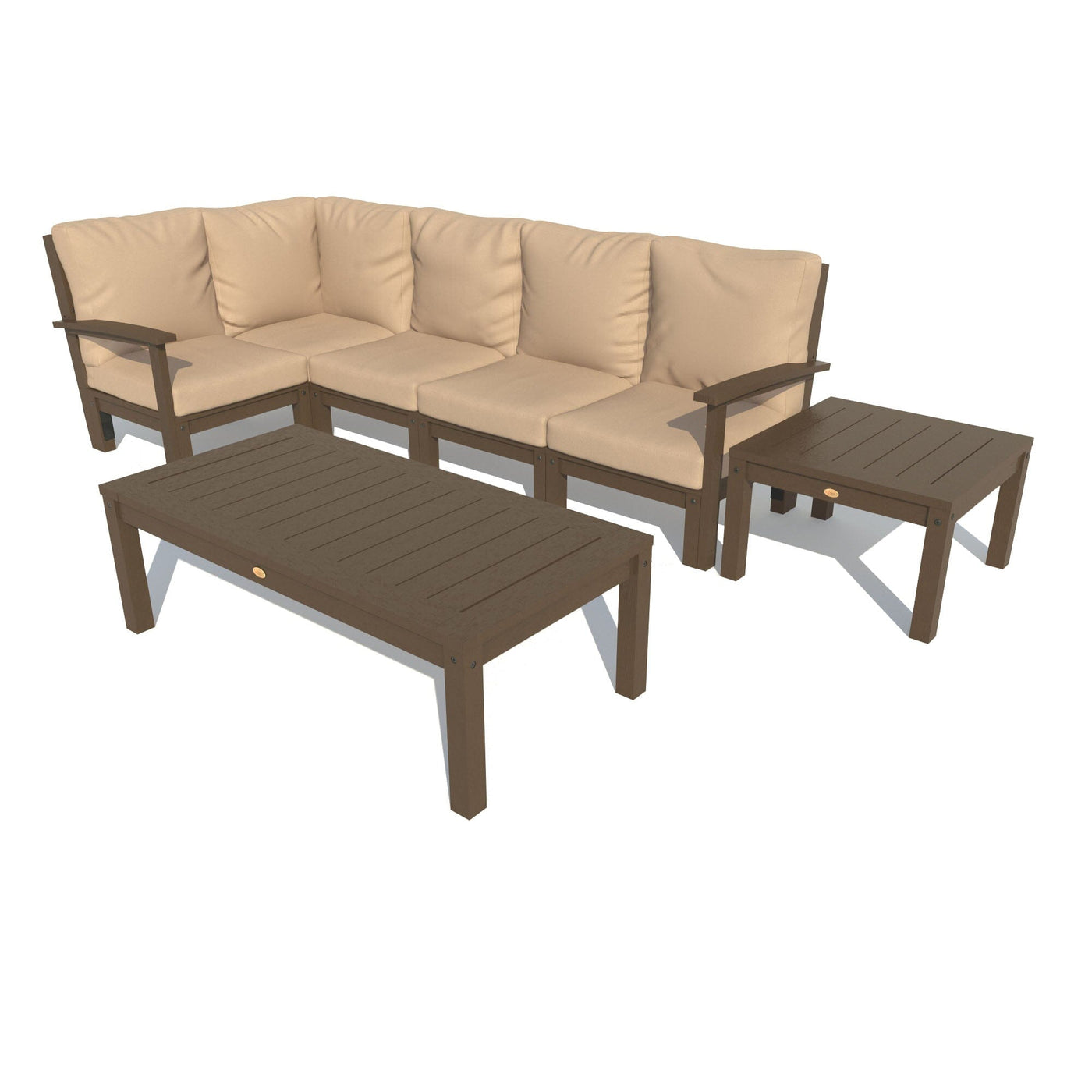 Bespoke Deep Seating: 7 Piece Sectional Set with Conversation and Side Table Deep Seating Highwood USA Dune Weathered Acorn 