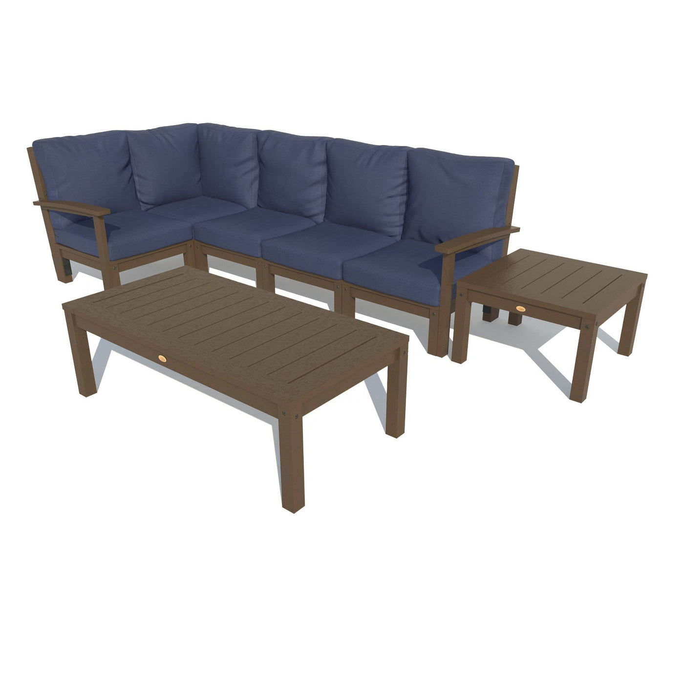 Bespoke Deep Seating: 7 Piece Sectional Set with Conversation and Side Table Deep Seating Highwood USA Navy Weathered Acorn 