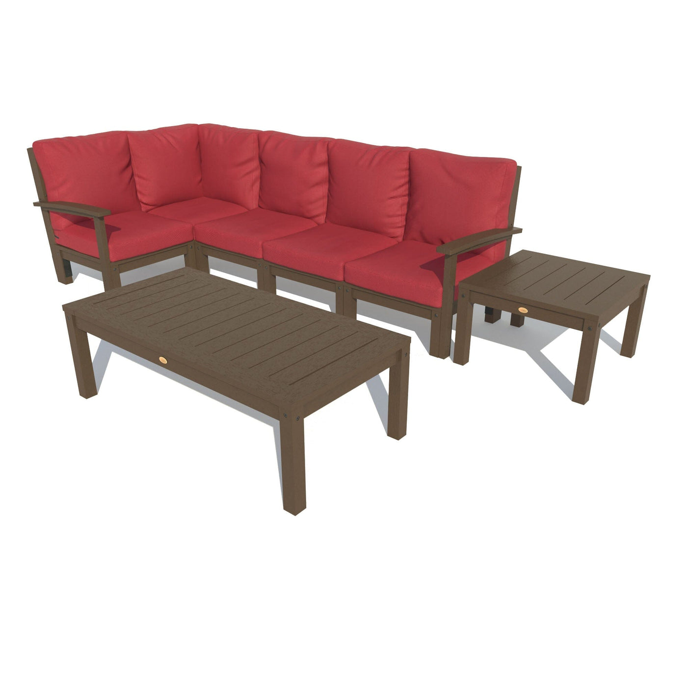 Bespoke Deep Seating: 7 Piece Sectional Set with Conversation and Side Table Deep Seating Highwood USA Firecracker Red Weathered Acorn 