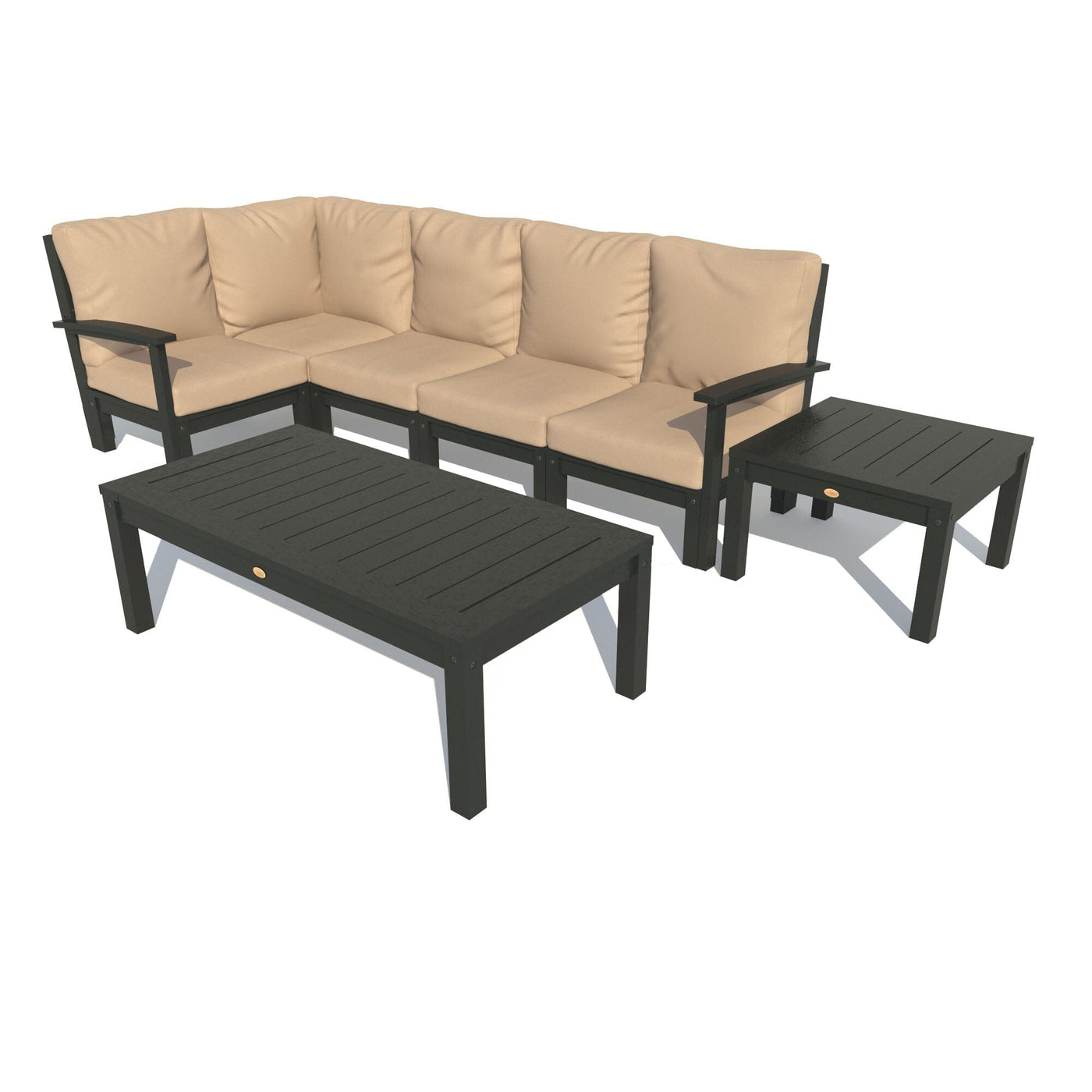 Bespoke Deep Seating: 7 Piece Sectional Set with Conversation and Side Table Deep Seating Highwood USA Dune Black 