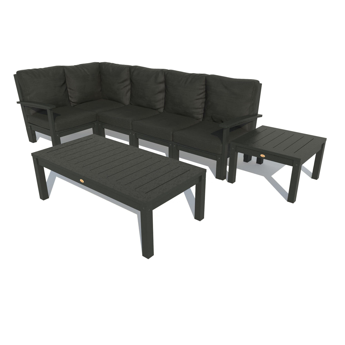 Bespoke Deep Seating: 7 Piece Sectional Set with Conversation and Side Table Deep Seating Highwood USA Jet Black Black 