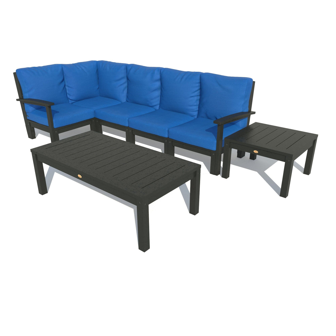 Bespoke Deep Seating: 7 Piece Sectional Set with Conversation and Side Table Deep Seating Highwood USA Cobalt Blue Black 