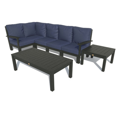 Bespoke Deep Seating: 7 Piece Sectional Set with Conversation and Side Table Deep Seating Highwood USA Navy Black 