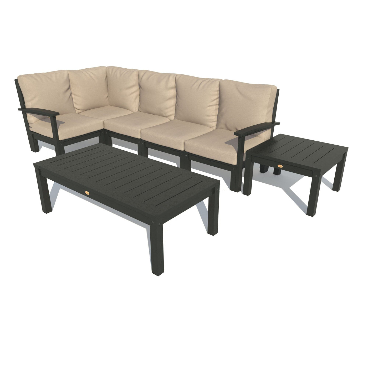 Bespoke Deep Seating: 7 Piece Sectional Set with Conversation and Side Table Deep Seating Highwood USA Driftwood Black 