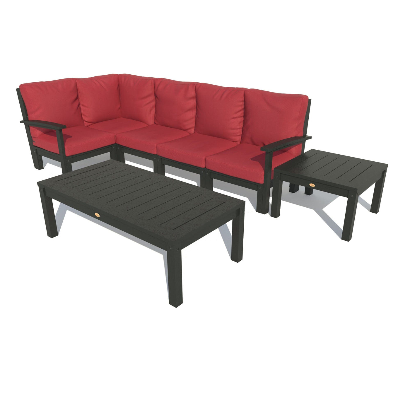 Bespoke Deep Seating: 7 Piece Sectional Set with Conversation and Side Table Deep Seating Highwood USA Firecracker Red Black 
