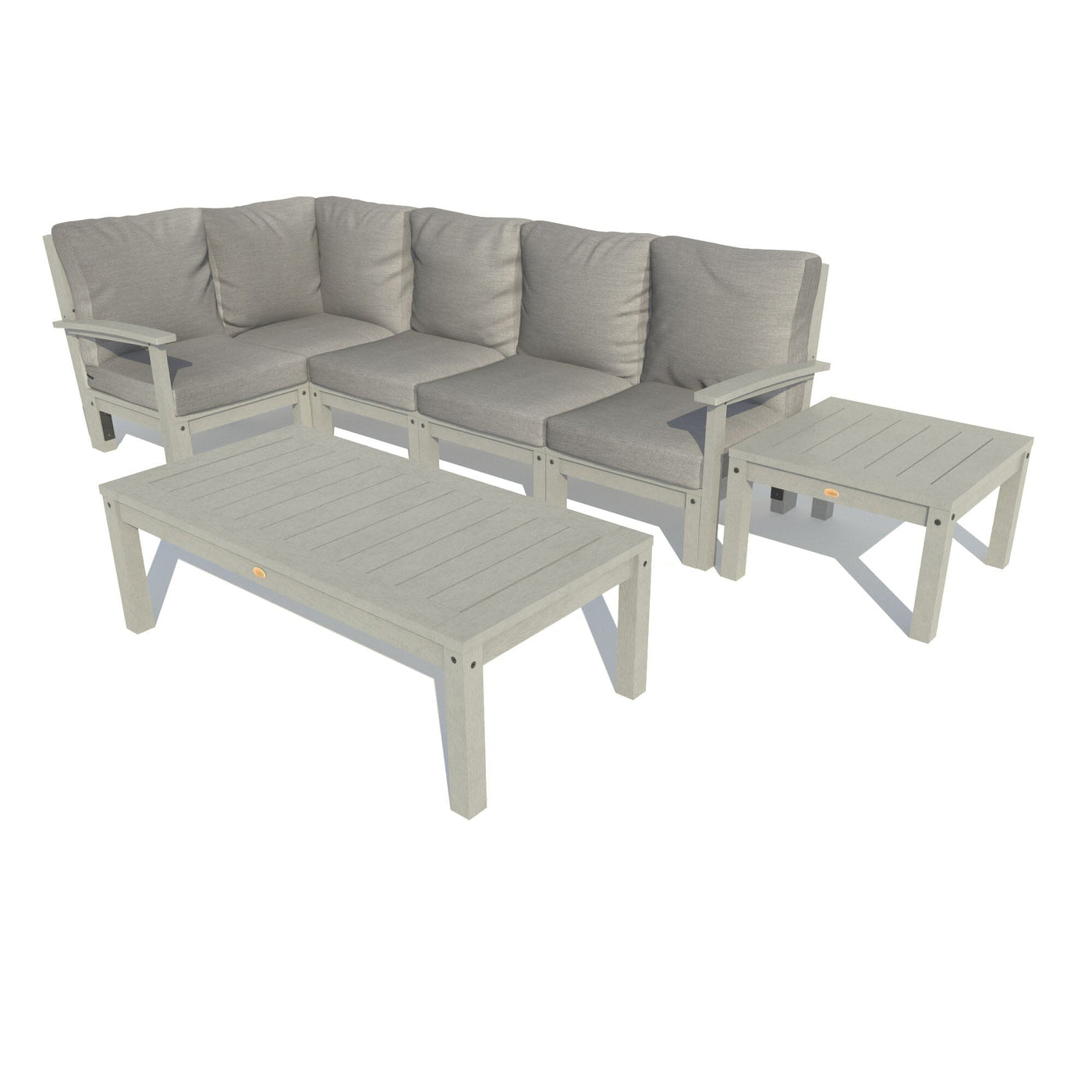 Bespoke Deep Seating: 7 Piece Sectional Set with Conversation and Side Table Deep Seating Highwood USA Stone Gray Coastal Teak 