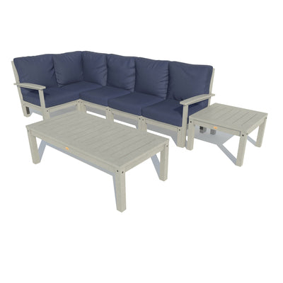 Bespoke Deep Seating: 7 Piece Sectional Set with Conversation and Side Table Deep Seating Highwood USA Navy Coastal Teak 