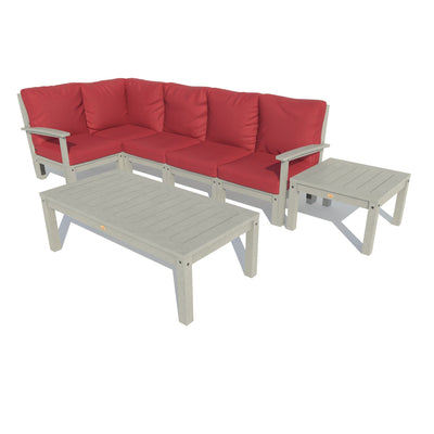 Bespoke Deep Seating: 7 Piece Sectional Set with Conversation and Side Table Deep Seating Highwood USA Firecracker Red Coastal Teak 