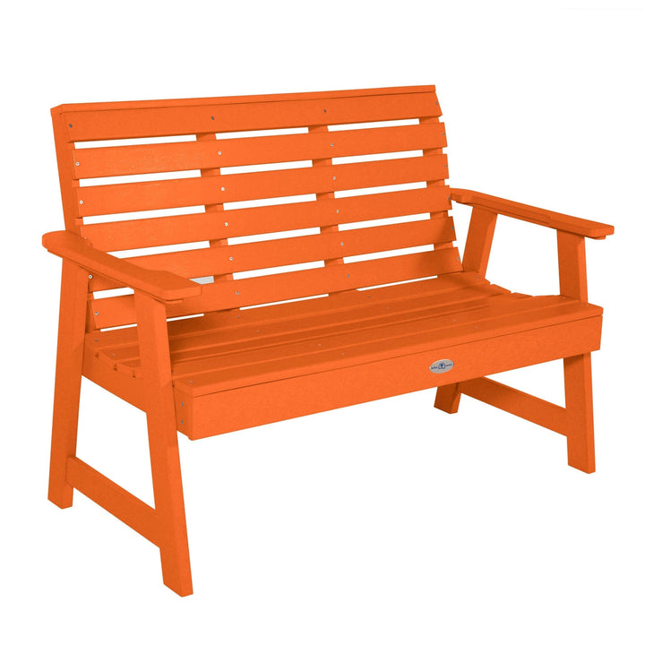Riverside Garden Bench 4ft Bench Bahia Verde Outdoors Citrus Orange 