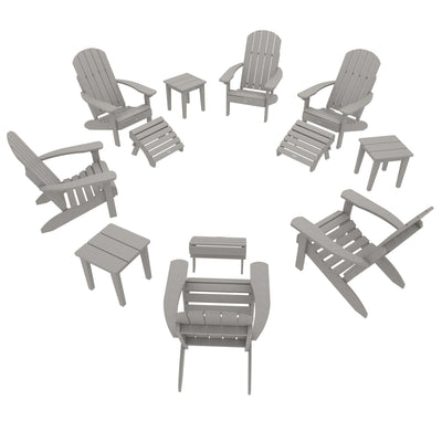 Cape Classic Adirondack, Side Table and Ottoman 12 pc Set Kitted Set Bahia Verde Outdoors Cove Gray 