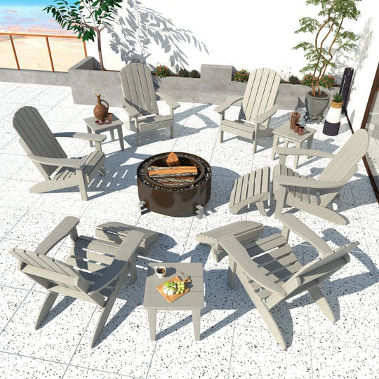 Cape Classic Adirondack, Side Table and Ottoman 12 pc Set Kitted Set Bahia Verde Outdoors 