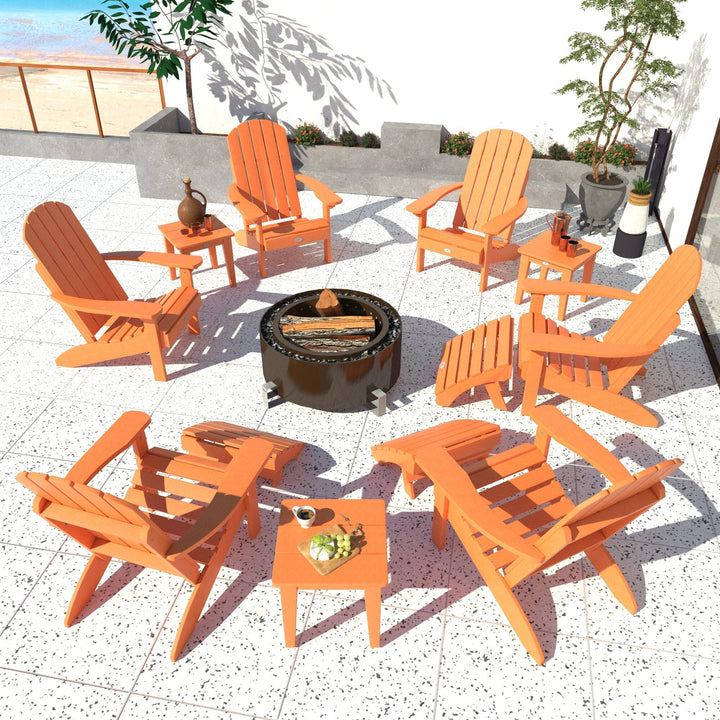 Cape Classic Adirondack, Side Table and Ottoman 12 pc Set Kitted Set Bahia Verde Outdoors 