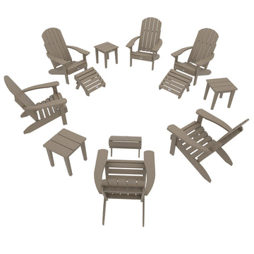 Cape Classic Adirondack, Side Table and Ottoman 12 pc Set Kitted Set Bahia Verde Outdoors Cabana Tan 