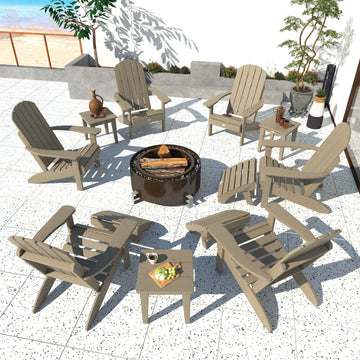 Cape Classic Adirondack, Side Table and Ottoman 12 pc Set Kitted Set Bahia Verde Outdoors 